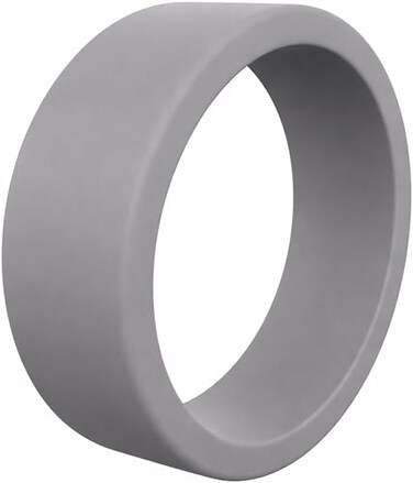 QALO Mens Rubber Ring Durable Comfortable Fit for Active Workouts 8mm Wide x 32mm Thick Band SkinFriendly Lightweight AllDay Wearable Mens Silicone Wedding Ring Grey Size 11