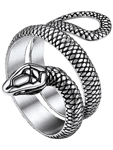 Richsteel Gothic Cobra Wrap Ring Punk Style Animal Snake Statement Ring for Men and Women