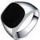 Kingray Jewelry Stainless Steel Classic Simple Plain Black Enamel Signet Pinky Ring Size 416 Silver Black 10