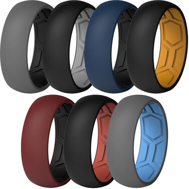 ThunderFit Mens Air Groove 78mm Wide 18mm Thick Silicone Rings Variety Multipack 17