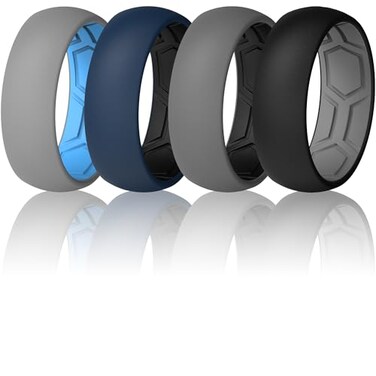 ThunderFit Mens Air Groove 78mm Wide 18mm Thick Silicone Rings Variety Multipack 17