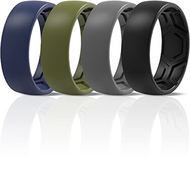 ThunderFit Mens Patterned Silicone Rings 8mm Wide 22mm Thick Rubber BandsVariety Multipack 147