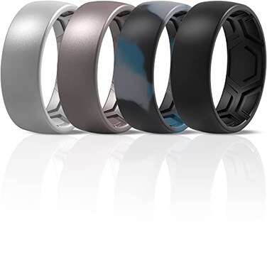 ThunderFit Mens Patterned Silicone Rings 8mm Wide 22mm Thick Rubber BandsVariety Multipack 147