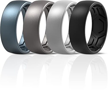 ThunderFit Mens Patterned Silicone Rings 8mm Wide 22mm Thick Rubber BandsVariety Multipack 147