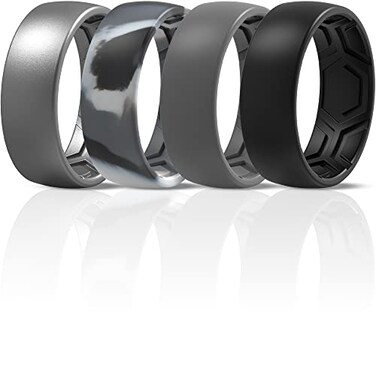ThunderFit Mens Patterned Silicone Rings 8mm Wide 22mm Thick Rubber BandsVariety Multipack 147