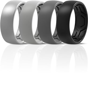 ThunderFit Mens Patterned Silicone Rings 8mm Wide 22mm Thick Rubber BandsVariety Multipack 147
