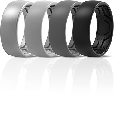 ThunderFit Mens Patterned Silicone Rings 8mm Wide 22mm Thick Rubber BandsVariety Multipack 147