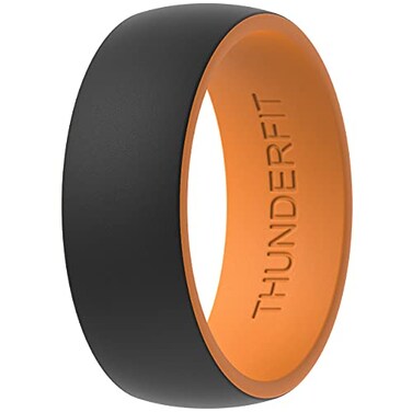 ThunderFit Silicone Wedding Rings for Men 2 Layers Round Rubber Engagement Bands 87mm Wide 2mm Thick 14710 Variety Multipack BlackOrange 758 182mm