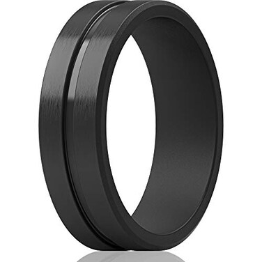 ThunderFit Silicone Wedding Rings For Men Beveled Brushed Top Edges 635mm Wide 2mm Thick 147 Variety Multipacks 1 Ring 9510 198mm