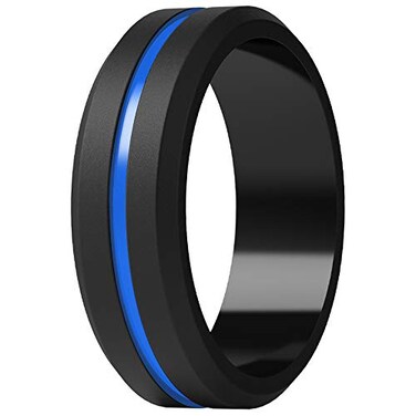ThunderFit Silicone Wedding Rings for Men Brushed Top Middle Engraved Line Rubber Engagement Bands 82mm Wide 25mm Thick 1467 Variety Multipack Pack A Size 11512 2130mm