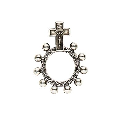 Venerare Crucifixion Rosary Ring Silver Oxidized Double Sided Single Ring