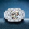 Vsoruln Mens Moissanite Ring Mens Wedding Engagement Rings 18K white ring full large carat mens ring Square Cut Cubic Zirconia Eternity Ring Band 8