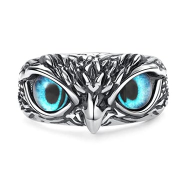Yumikoo Demon Eye Owl Ring Retro Open Ring Adjustable Personalized Gothic Mens Animal Lucky Vintage Jewelry