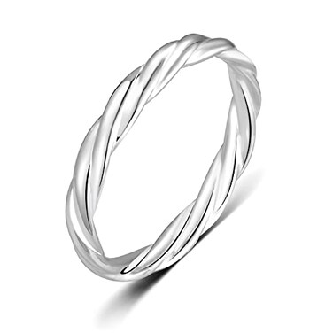 BORUO 925 Sterling Silver Ring Twisted Eternity Infinity Band Stackable Ring Size 8