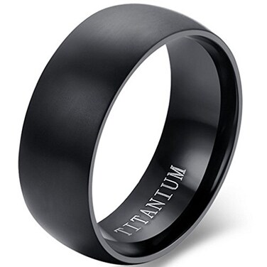 JUDE 8mm Brushed Matte Black Solid Titanium Ring Wedding Band 13