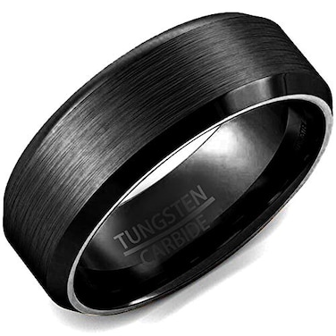 JUDE 8mm Brushed Matte Black Titanium Stainless Steel Classical Simple Plain Ring Wedding Band tungsten 10