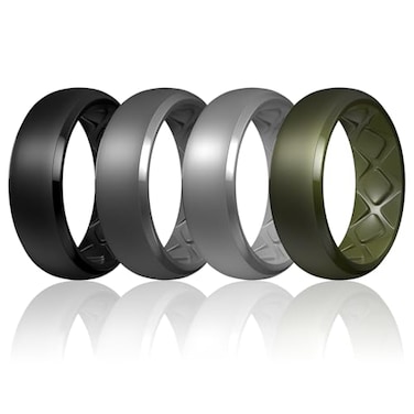 Egnaro Mens Silicone Wedding Rings 1467 Multipack Rubber Wedding Bands with Inner Arc Ergonomic Breathable Design for GymOutdoorGift