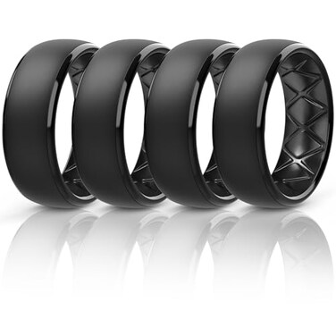 Egnaro Mens Silicone Wedding Rings 1467 Multipack Rubber Wedding Bands with Inner Arc Ergonomic Breathable Design for GymOutdoorGift
