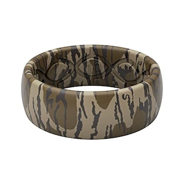 Groove Life Mossy Oak Bottomland Camo Silicone Ring Breathable Rubber Wedding Rings for Men Lifetime Coverage Unique Design Comfort Fit Ring Size 9