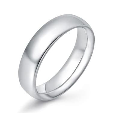 KAMASATO 6mm Stainless Steel Ring for Men High Polish Plain Dome Silver Wedding Band Comfort Fit Size 5