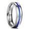 King Will 6mm Silver Titanium Rings Mens Wedding Rings Basic Blue Goove Beveled Edge Polished Wedding Band for Men Women Comfort Fit and Durable Size 14