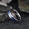 King Will 6mm Silver Titanium Rings Mens Wedding Rings Basic Blue Goove Beveled Edge Polished Wedding Band for Men Women Comfort Fit and Durable Size 14