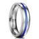 King Will 6mm Silver Titanium Rings Mens Wedding Rings Basic Blue Goove Beveled Edge Polished Wedding Band for Men Women Comfort Fit and Durable Size 14