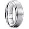 King Will Sliver Titanium Wedding Ring for Men Women8mm Width Wedding Band Brushed Finished Engagement Ring Stepped Edge Design Comfort Fit Size 95
