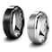 King Will Titanium Wedding Rings Set for Men Women8mm Black and Sliver Polished Beveled Stepped Edge Matte Brushed Finish Center Wedding Ring 2Pcs Set 11