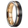 King Will Tungsten Carbide Wedding Band 6mm Rose Gold Line Ring Black and Silver Brushed Comfort Fit 85