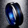 NUNCAD Black Tungsten Carbide Wedding Ring 8mm Blue Line Matte Finish Comfort Fit Size 95