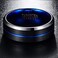 NUNCAD Black Tungsten Carbide Wedding Ring 8mm Blue Line Matte Finish Comfort Fit Size 95