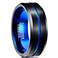 NUNCAD Black Tungsten Carbide Wedding Ring 8mm Blue Line Matte Finish Comfort Fit Size 95