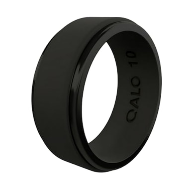 QALO Silicone Ring for Men 85mm Wide x 25mm Thick Flexible Comfortable Fit SkinFriendly AllDay Wearable Band Durable Rubber Mens Wedding Band for Training Work Black Size 11