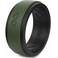Rinfit Silicone Rings for Men 9mm Wide 2mm Thick Mens Rubber Wedding Bands Infinity Ring with 2 Layers Black Army Green Size 9