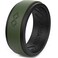 Rinfit Silicone Rings for Men 9mm Wide 2mm Thick Mens Rubber Wedding Bands Infinity Ring with 2 Layers Black Army Green Size 9