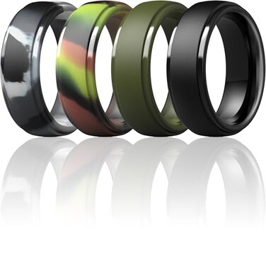 ThunderFit Silicone Mens Wedding Rings 10mm Wide 25mm Thick Rubber Wedding BandsVariety Multipack 17