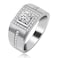 Tobestu Rhodium Plated Simulated Diamond Square Wedding Band Rings for Men Engagement Promise Anniversary Ring for Him Platinum Size 8 KR2012D