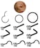 AMASIS 12Pcs Black Nose Rings and Studs Set 18G Hinged Nose Hoops 6mm 8mm 10mm with 20G CZ Nose Studs L Shape Corkscrew Straight 316L Stainless Steel Nostril Piercing Jewelry