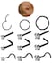 AMASIS 12Pcs Black Nose Rings and Studs Set 18G Hinged Nose Hoops 6mm 8mm 10mm with 20G CZ Nose Studs L Shape Corkscrew Straight 316L Stainless Steel Nostril Piercing Jewelry