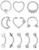 Briana Williams 16G Rook Earrings Stainless Steel Curved Barbell Eyebrow Rings Heart Moon Clicker Daith Piercing Captive Bead Horseshoe Hoop Earring for Cartilage Tragus Helix Piercing Jewelry