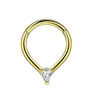 FANSING Surgical Steel Triangular Cubic Zirconia Piercing Rings 16g 8mm Teardrop Ring Hoop