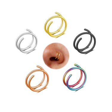 Goenjoy Double Nose Ring Hoop for Single Nostril Piercing Silver Spiral Hoop for Women