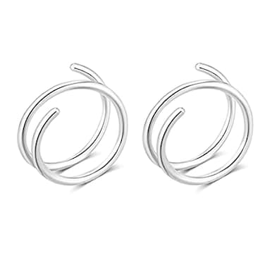 Hocegcuy Double Hoop Nose Ring for Single Piercing Spiral Nose Ring Double Nose Hoops for Women 8mm 20G Nostril Piercing Jewelry