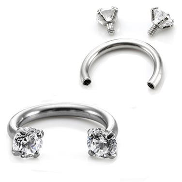 Jovivi 2pc 16G Stainless Steel Cubic Zirconia Horseshoe Multifunctional LipNoseNippleEyebrow Captive Hoop Ring Barbell Tragus Cartilage Stud Earrings