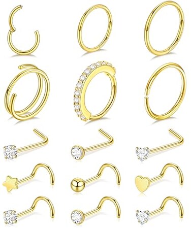 Leocuci Nose Piercings Studs Hoop Nose Rings for Women Jewelry