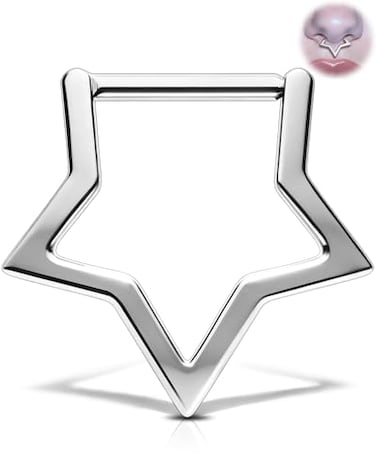 Melighting Titanium Septum Ring 16G Star Septum Jewelry 8mm Solid Titanium G23 Daith Piercing Jewelry Star Septum Clicker Conch Piercing Jewelry Helix Earring for Women