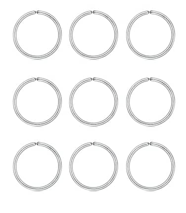 MODRSA Hoop Nose Ring 9pcs Silver Nose Hoops Cartilage Hoop Earring for Tragus Helix Lip 22g 8mm Stainless Steel