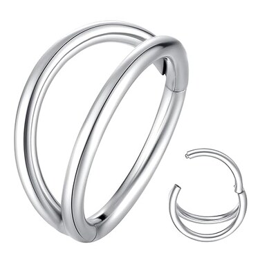 ORANGELOVE Double Hoop Nose Ring 18G 8mm 316L Surgical Steel Unisex Silver