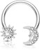 OUFER 16G Septum Rings Star and Moon Design Nose Ring Helix Earring 316L Stainless Steel Tragus Daith Snug Conch Piercing JewelrySilverColor